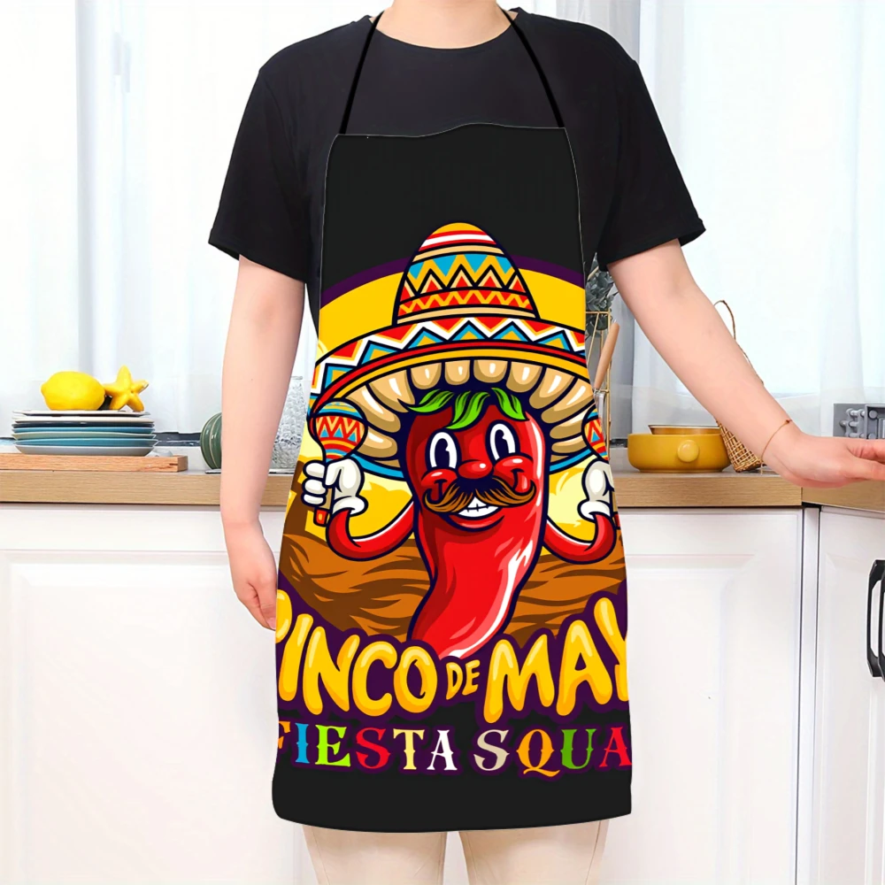 Cinco De Mayo Fiesta Squad Apron With Mexican Pepper Character And Sombrero Design For Party Cooking And Celebrations