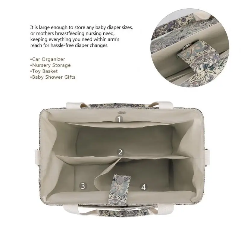 

U13F Сумка для подгузников с цветочным узором Сумки на плечо Большая вместительная сумка для мамы Брызгозащищенная сумка для с