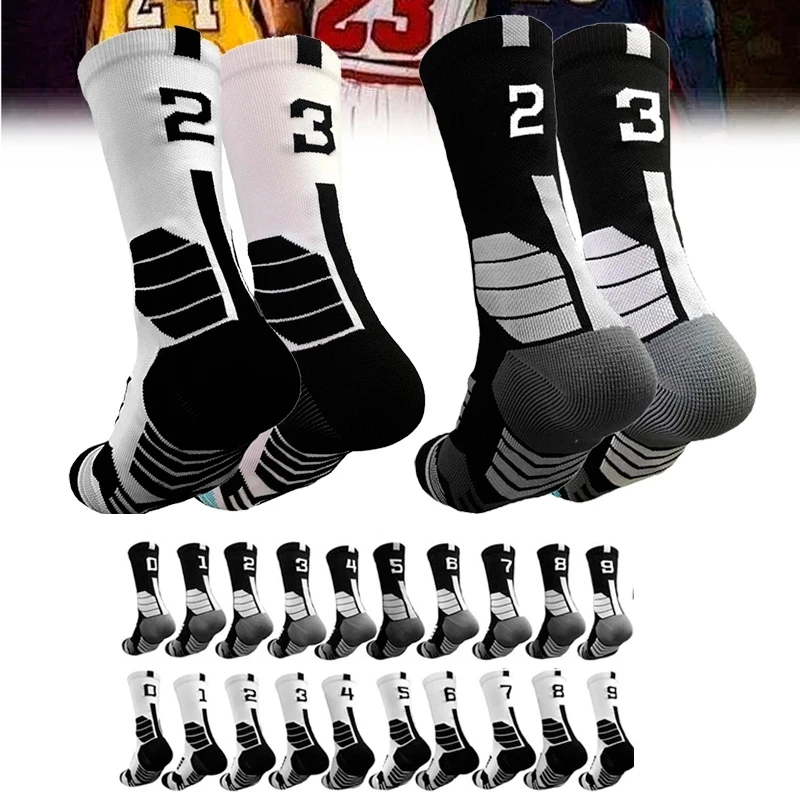 Basketball Free collocation Thick Socks 0-9 number Sports Socks Personalized Non-slip Durable Skateboard Towel Bottom Socks