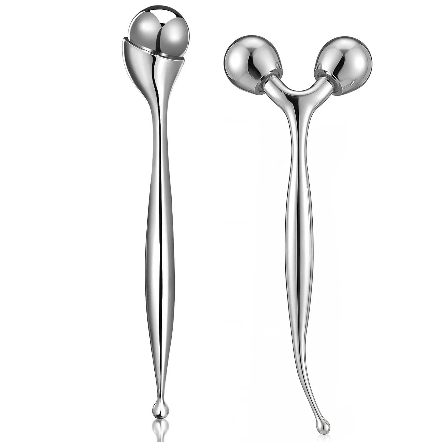 2 in 1 Metal Facial Roller Massager Acupuncture Pen Face Massage Tool Face Sculpting Eyes Roller Guasha Self-Care Gift for Women