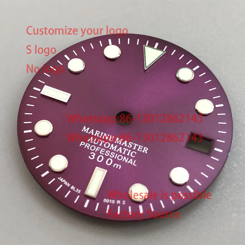 Personalizado No15 mostrador preto verde lume 28,5 mm tem outra cor azul verde branco cinza ajuste movimento nh35 e coroa 3.0 e 3.8