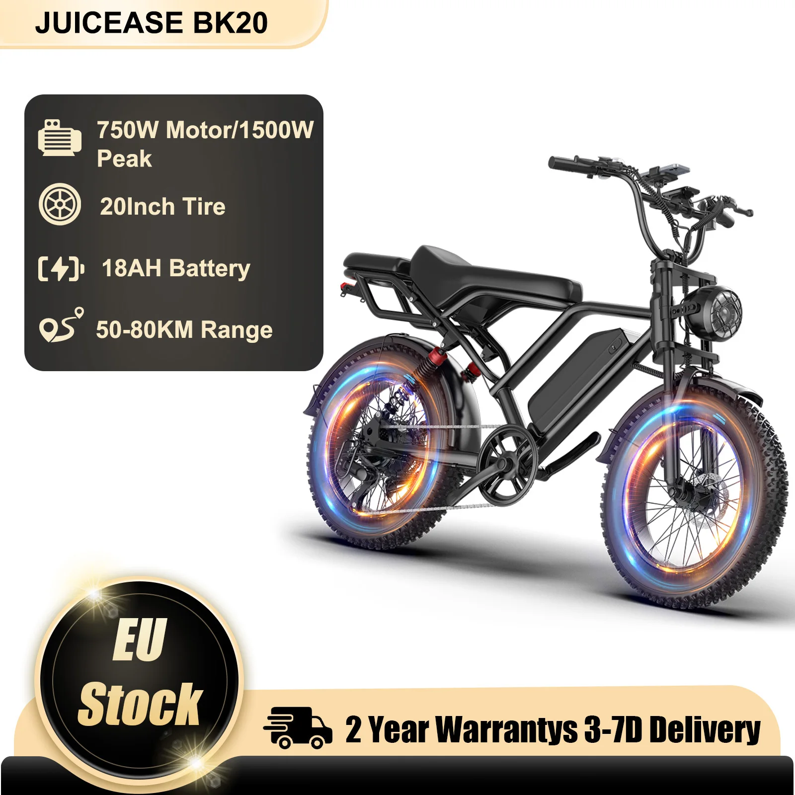 NOUVEAU Vélo Électrique Pliant JUICEASE BK20 2026, Moteur 750W, 1500W, Vitesse 50KM/H, Vélo de Montagne Électrique pour Adultes, Autonomie Ultra-Longue 50-80KM, Pneus 20 Pouces