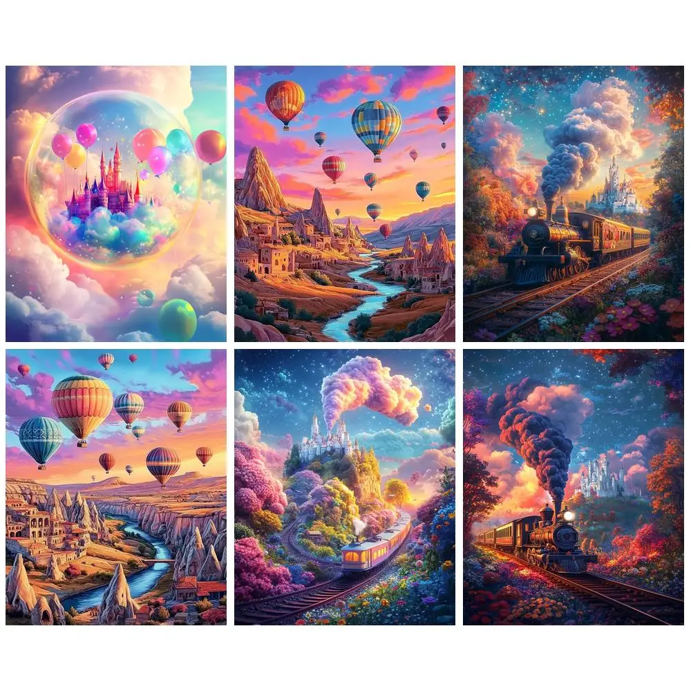 

GATYZTORY 5D DIY Diamond Painting hot air balloon Mosaic Full Square/Round Drill Embroidery Landscape Home Decor Cross Stitch Ki