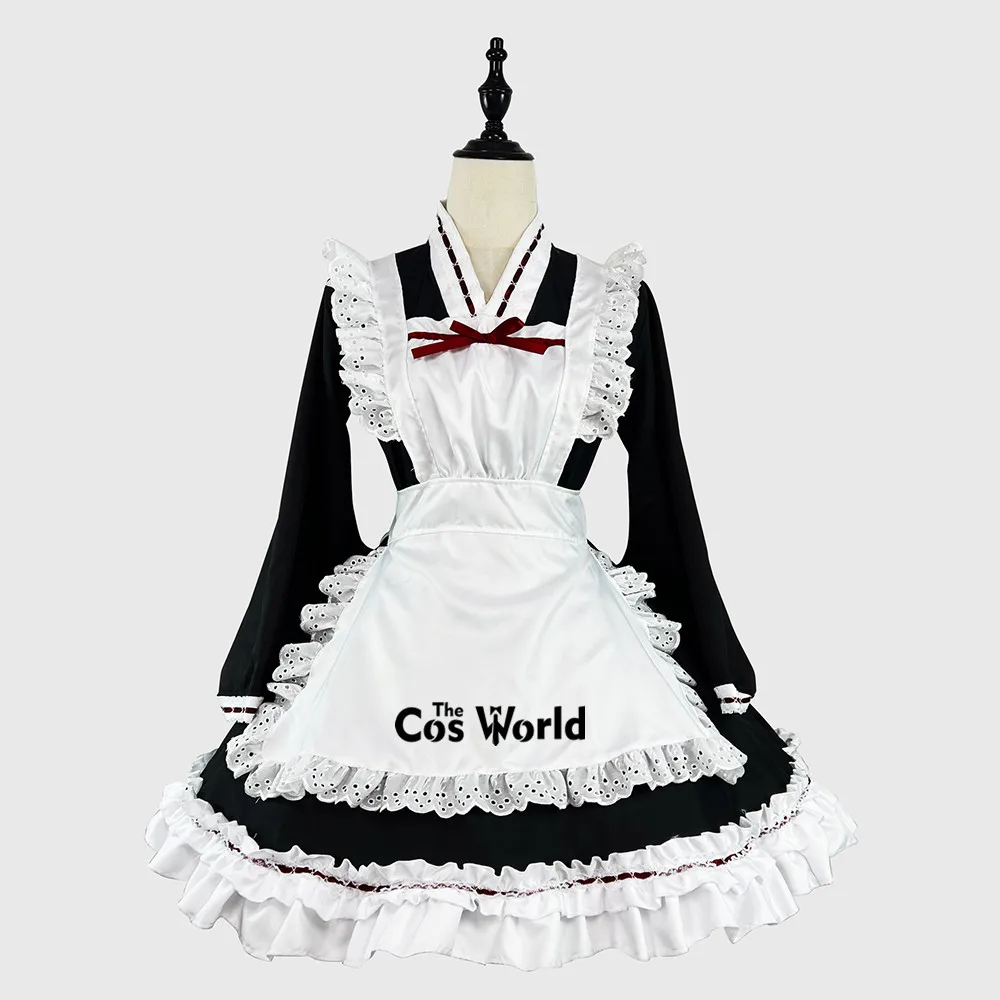 S-5XL Japanese Lolita Lace Apron Maidservant Maid Restaurant Dress Uniform Outfits Anime Cosplay Costume