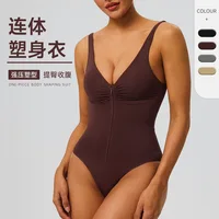 Seamless bodysuit with strong compression molding abdominal compression underwear straps zipper one-piece shapewear Yoga sets - Image 4