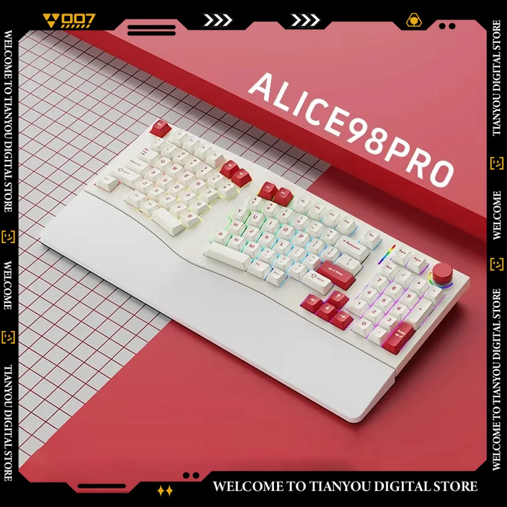 New FEKER Alice98 Pro Mechanical Keyboards RGB Ergonomics Hot-Swap Wireless Wired Tri Mode Custom Keyboards PC E-sports Gifts