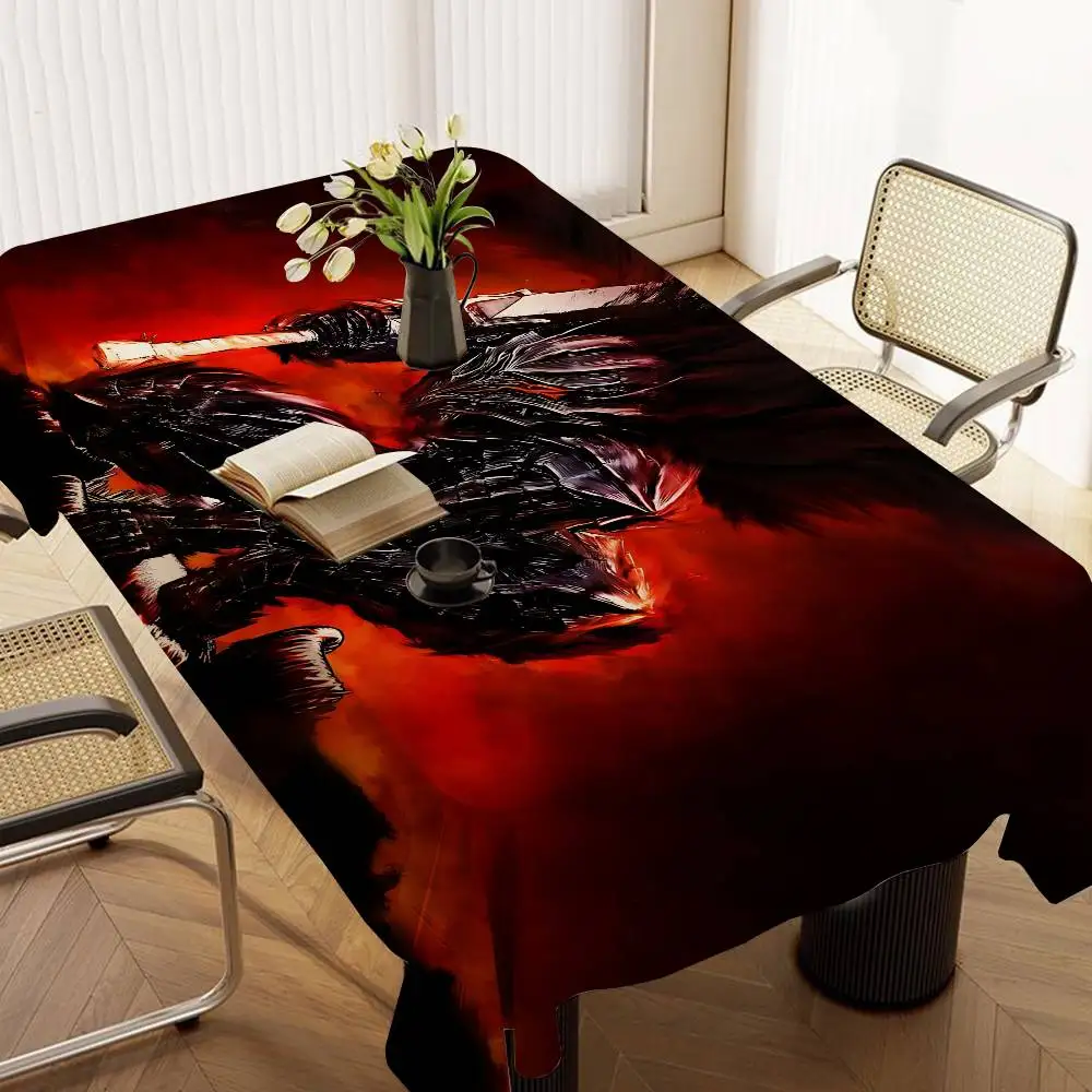 B-Berserk Guts Comic Anime Waterproof and Oil-proof Tablecloth Bedside Table Dustproof Decorative Cloth Living Coffee Tablecloth