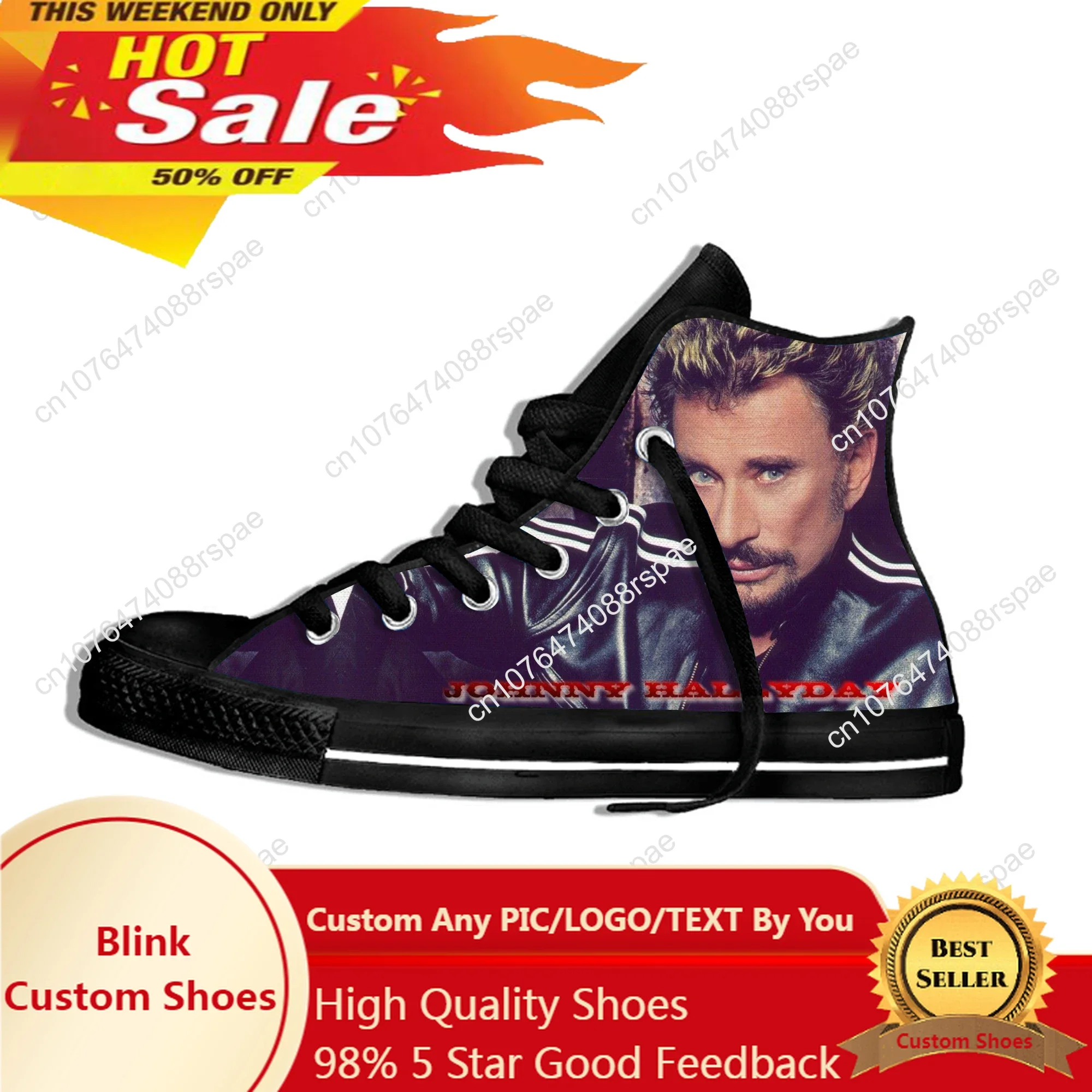 

Johnny Hallyday Novelty Design Fashion Lightweight High Top Cloth Shoes Men Women Casual Breathable Sneakers