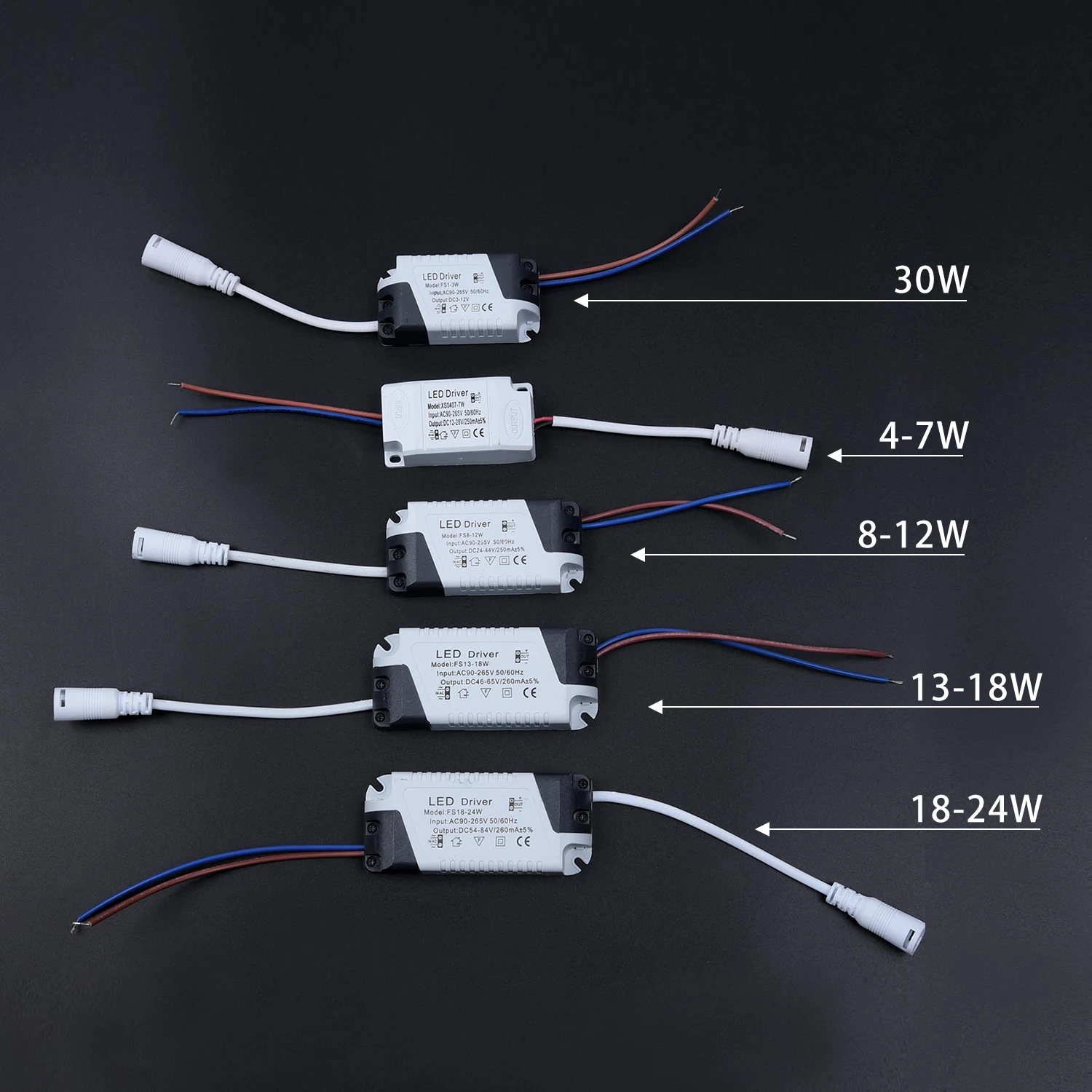 LED電源アダプタートランス,パネルライト,ac90,265v,3w,4-7w,8-12w,13-18w,18-24w,240ma 270ma