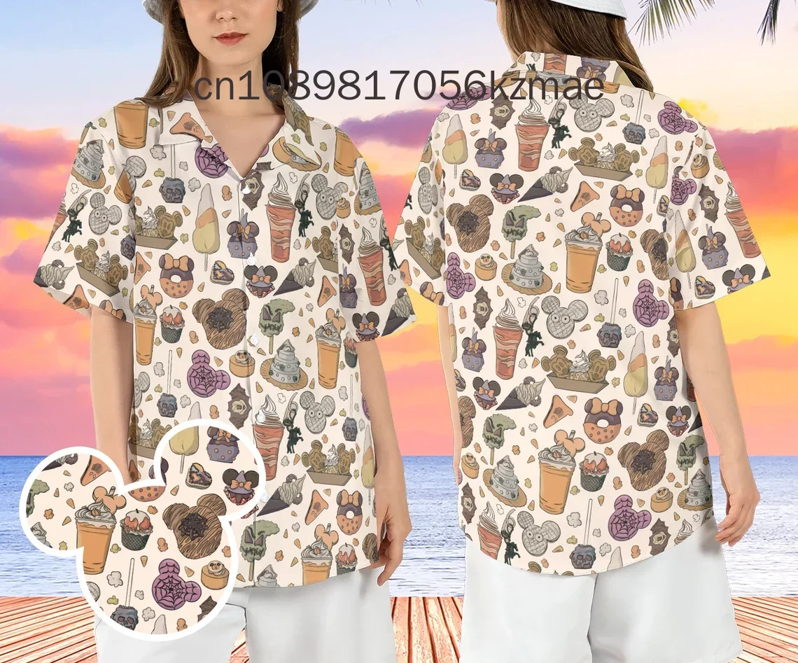 2024 New Disneyland Halloween Hawaii Shirt New Fashion Short Sleeve Shirts Men Women Casual Beach Shirts Disney Hawaiian Shirts