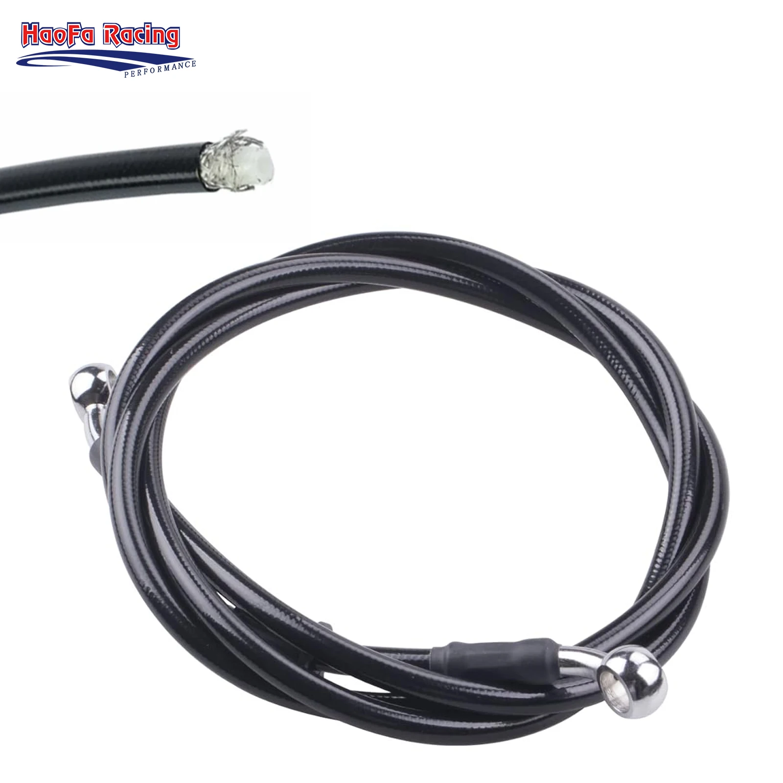 AliExpress NONE AN3 3AN Braided Stainless Steel Brake Hose DOT Oil Line 10mm Banjo 28° Black Hydraulic Brake Cable for ATV Pit Bike 40-220cm