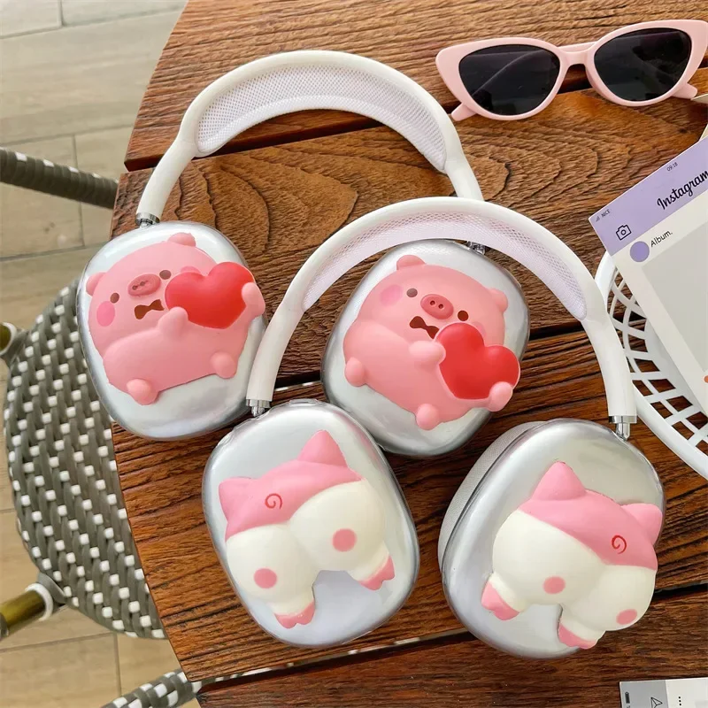 

Cartoon Pink Pig Case for AirPods Max Protective Headset Headphone Airpod Max Case Cover