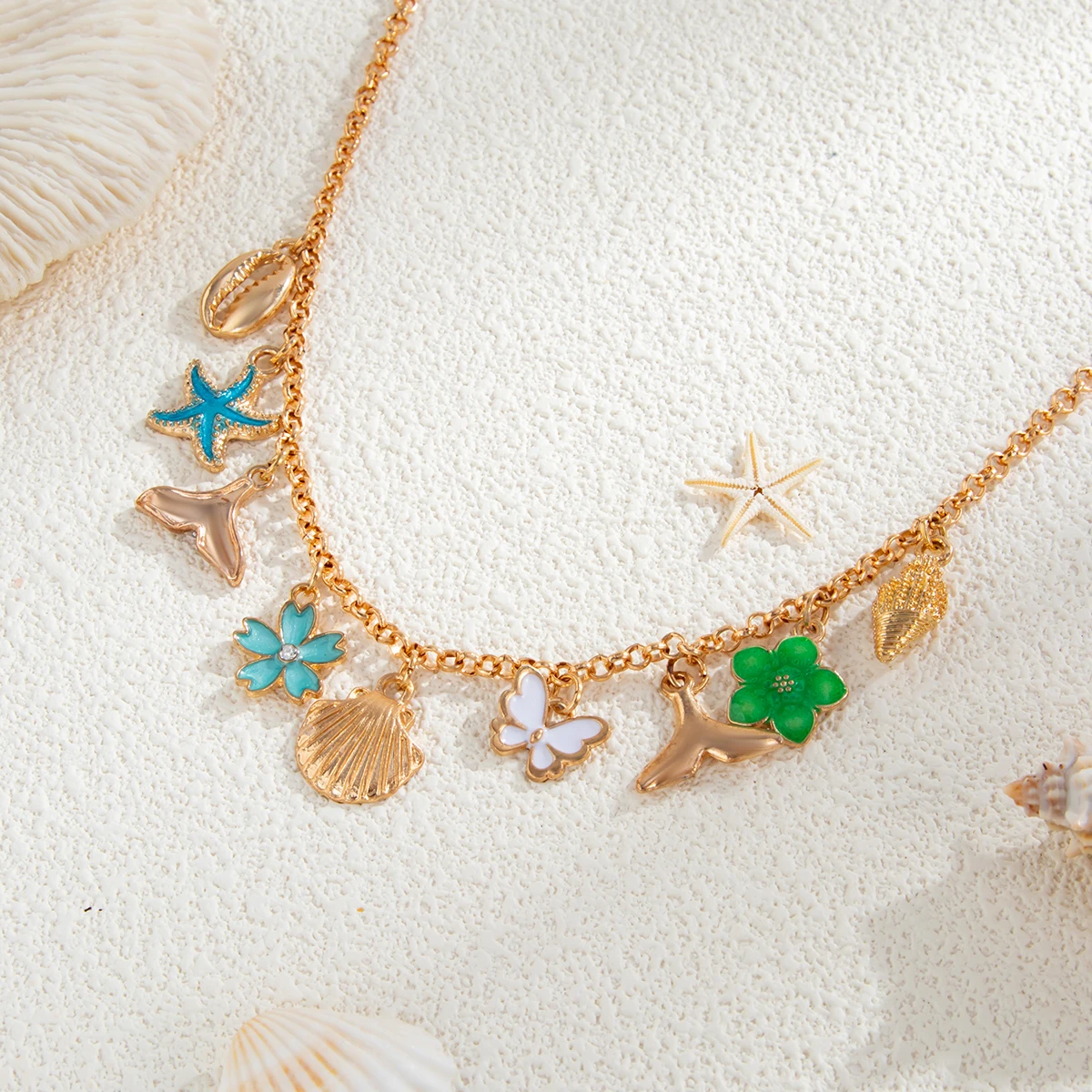 Ingemark Summer Beach Flower Starfish Conch Butterfly Pendant  Waist Chain Women 2025 Trend Sexy Bikini Body Belly Chain Jewelry
