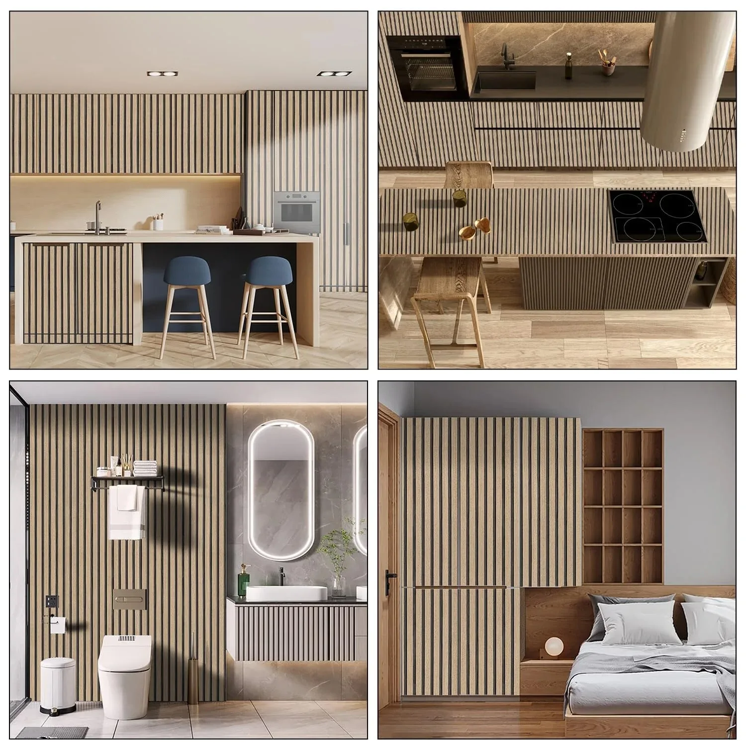 Striped Wood Grain Self‑Adhesive Contact Paper Peel Stick Waterproof Vinyl Film for Cabinet Table Door Home Furniture Decoration