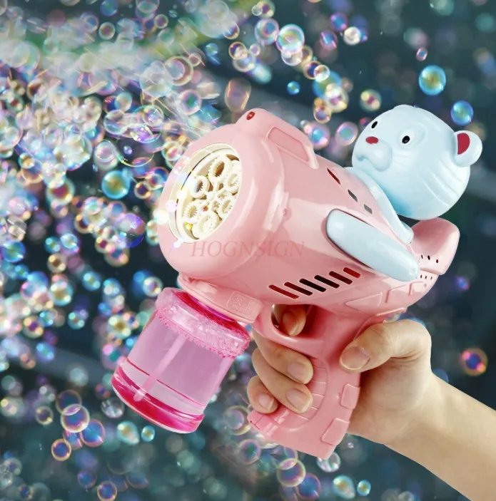 New Tiger Electric Bubble Gun Fully Automatic Light Music Blow Bubble Machine Children's Handheld Outdoor Bubble Toys