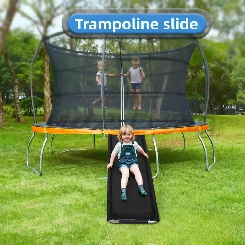 12FT Large Round Trampoline for Kids, Outdoor Jumping Bed with Safety Enclosure for Garden Backyard Park Recreation Play