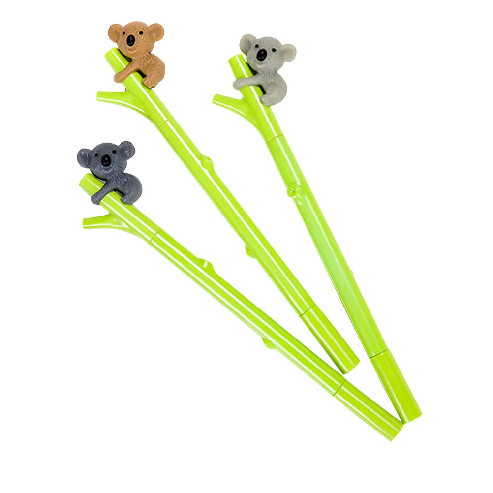 3 قطع من قلم كارتون الدب الكوالا رمادي داكن كاكي رمادي فاتح كتابة سلسة حبر طويل الأمد هدايا تصميم لطيف #2