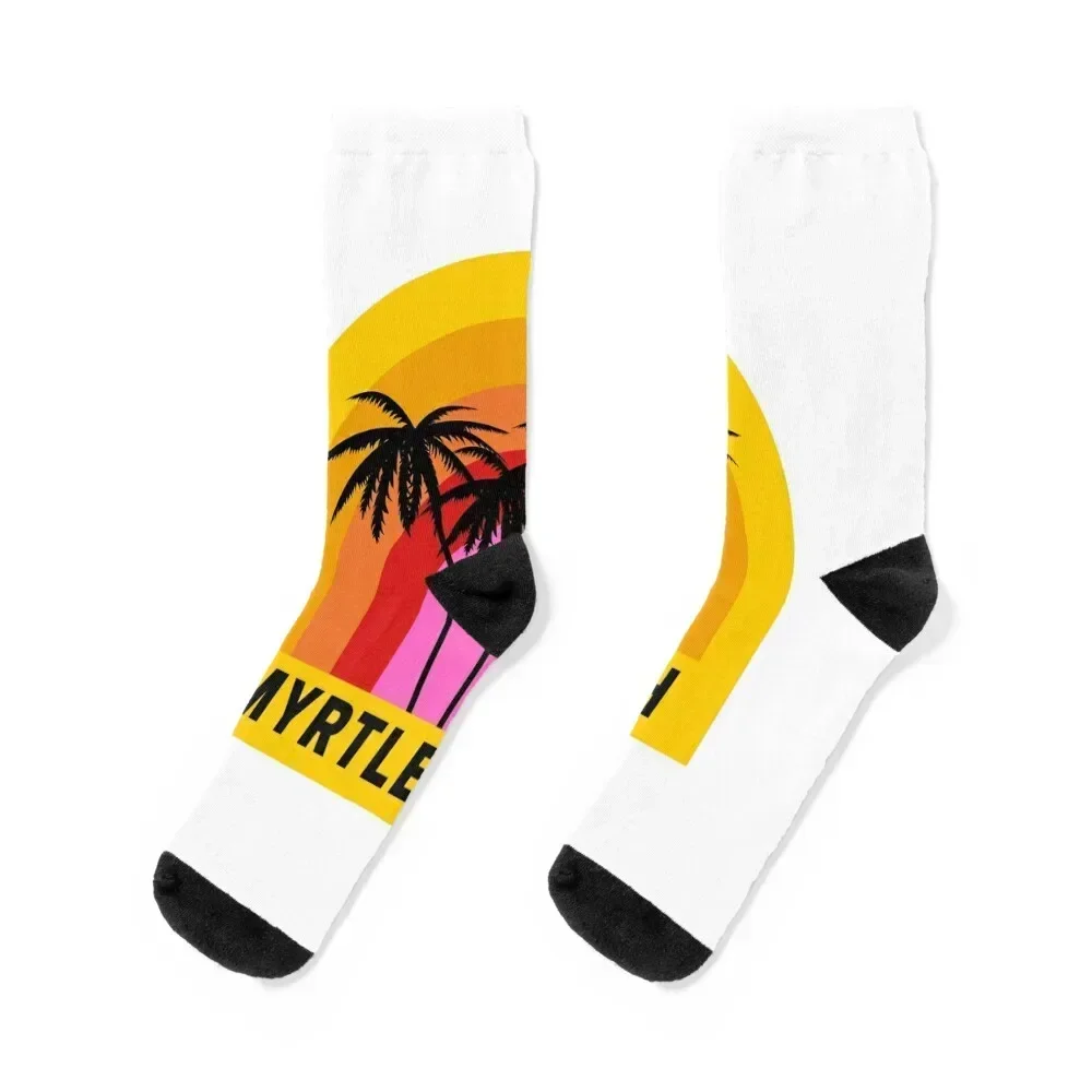 Vintage Myrtle Beach Sunset Palm Trees 80s Socks hiking hiphop Children's Male Socks Women's