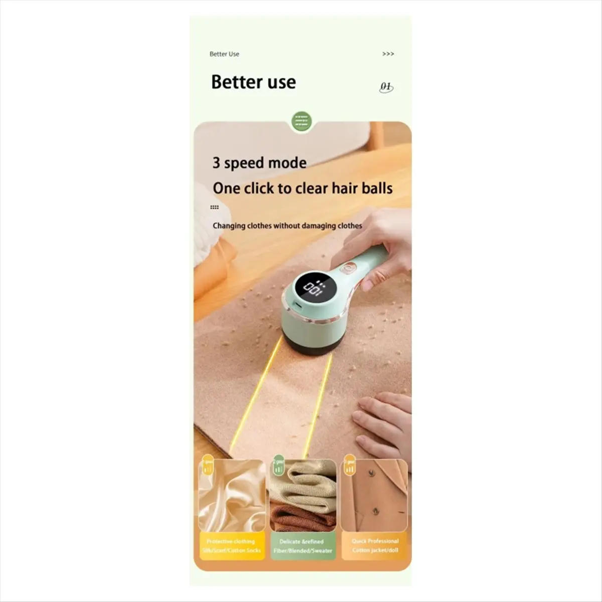 DT81 Lint Remover for Clothing Hair Ball Trimmer Fuzz Pellets Clothes Sweater Fabric Shaver with LED Electric Lint Remover