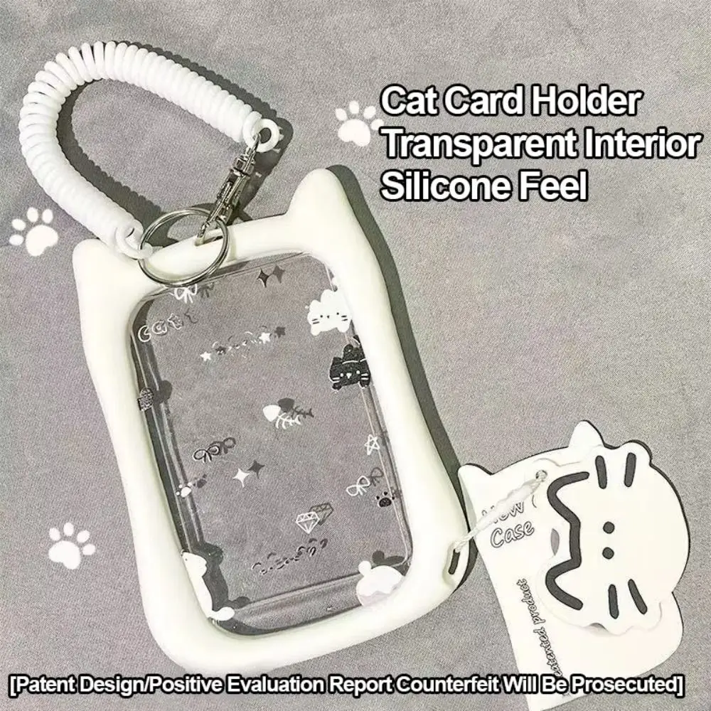 Cute Transparent Photocard Holder Acrylic Cat Ear Kpop Idol Card Holder Portable Kawaii ID Card Protector