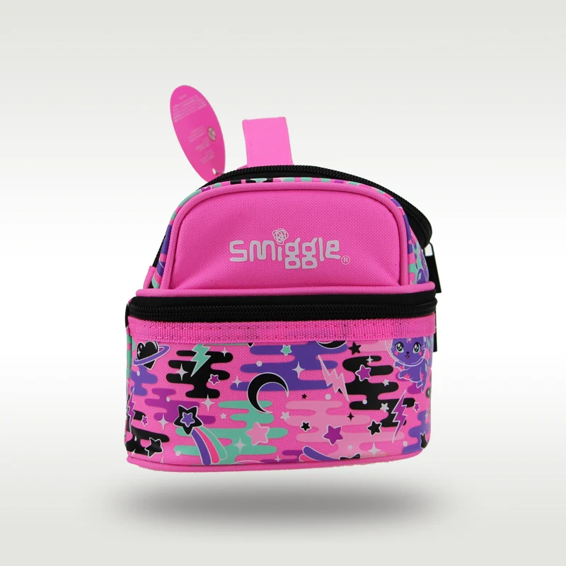 Austrália smiggle original saco de almoço das crianças menina bolsa bonito rosa espaço vermelho gato bolsa frutas lancheira saco 9 polegadas