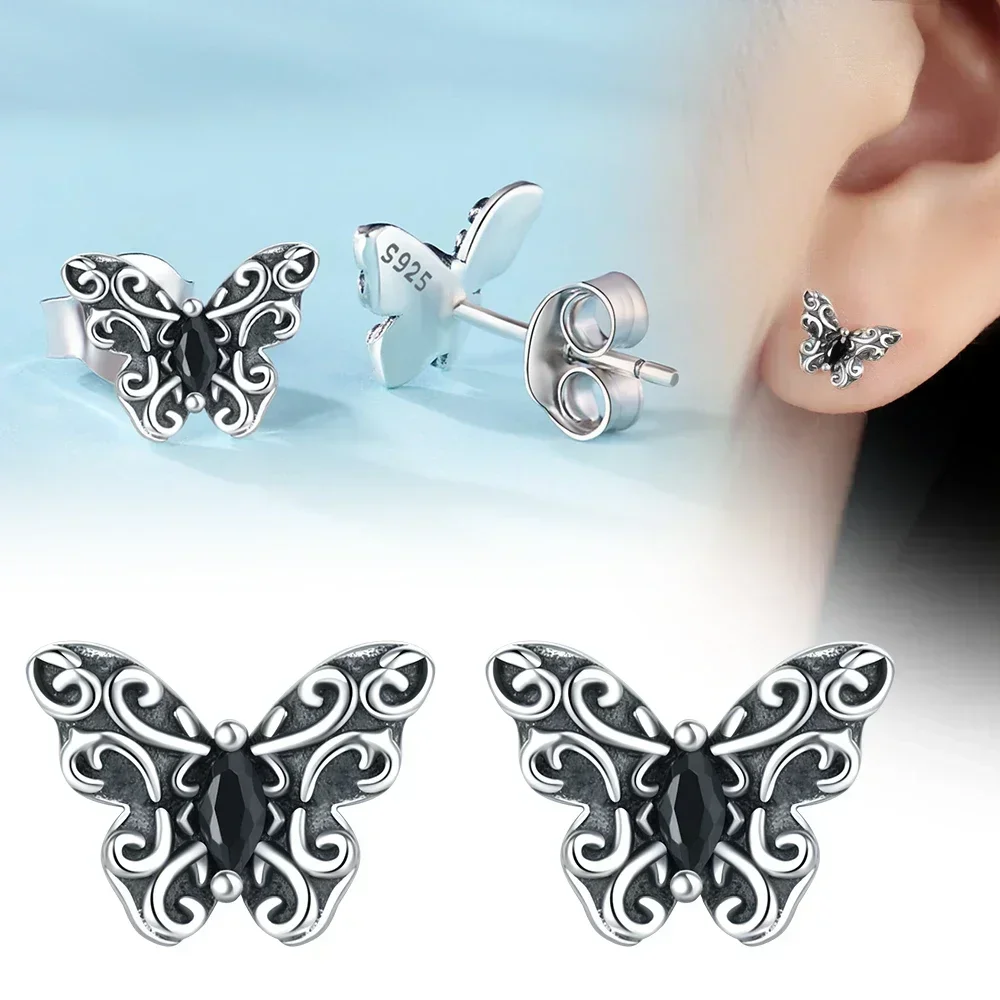 925 Silver Original Dragonfly Stud Earrings for Women Hoop Earrings Silver Fine Jewelry for Party Wedding Engagemen Gifts