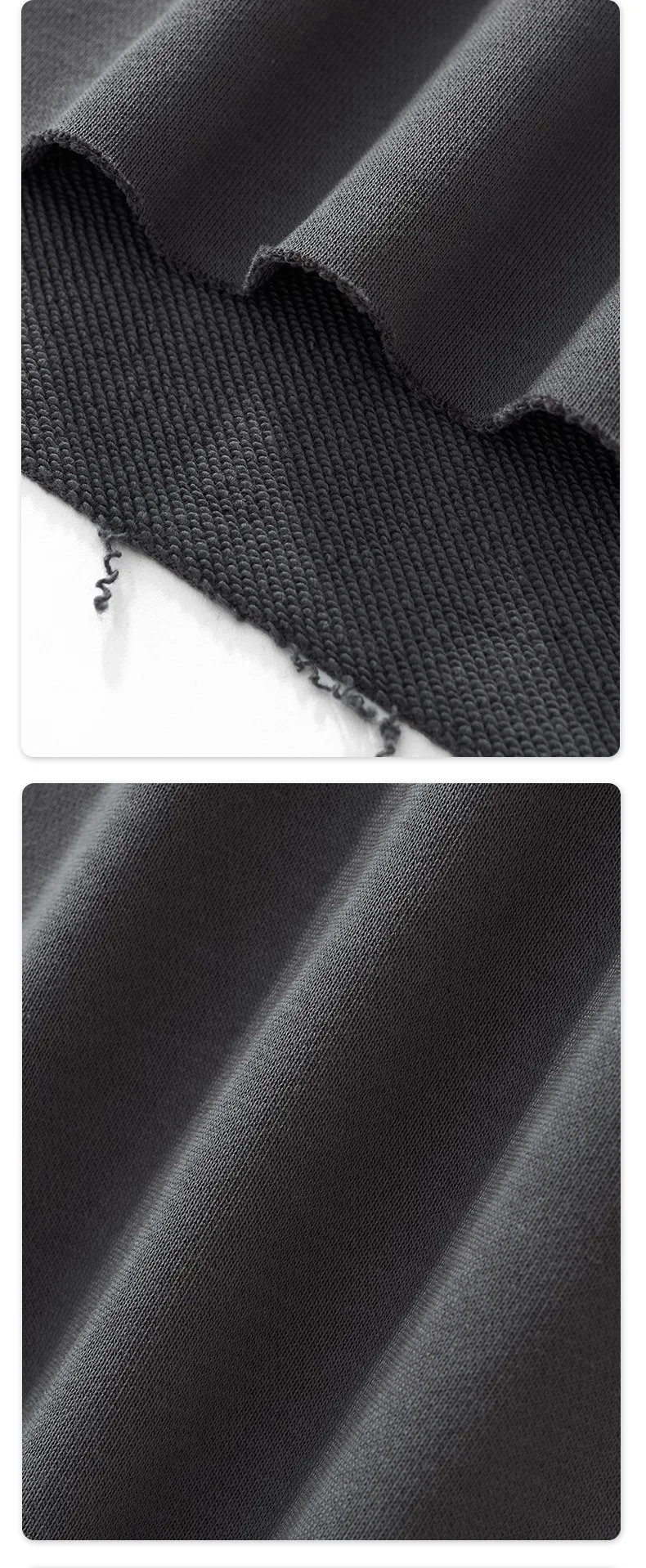 Personalized LOGO custom 350G cotton men's BOXY short and wide half-high neck long-sleeved hem burr sweater