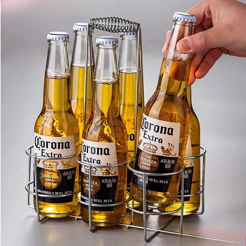 

6 Bottle Beer Holder Party Beer Basket Rack Wine Caddy Stand for BBQ Hotel Bar Wine Beer Bottles,Metal Wine Bottle Basket