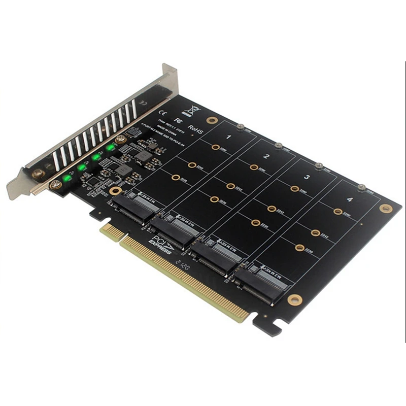 PCI-E SATA Card PCIE X16 NVME M.2 RAID Array Expansion To SATA 20-Port Adapter Card JMB585 Chip