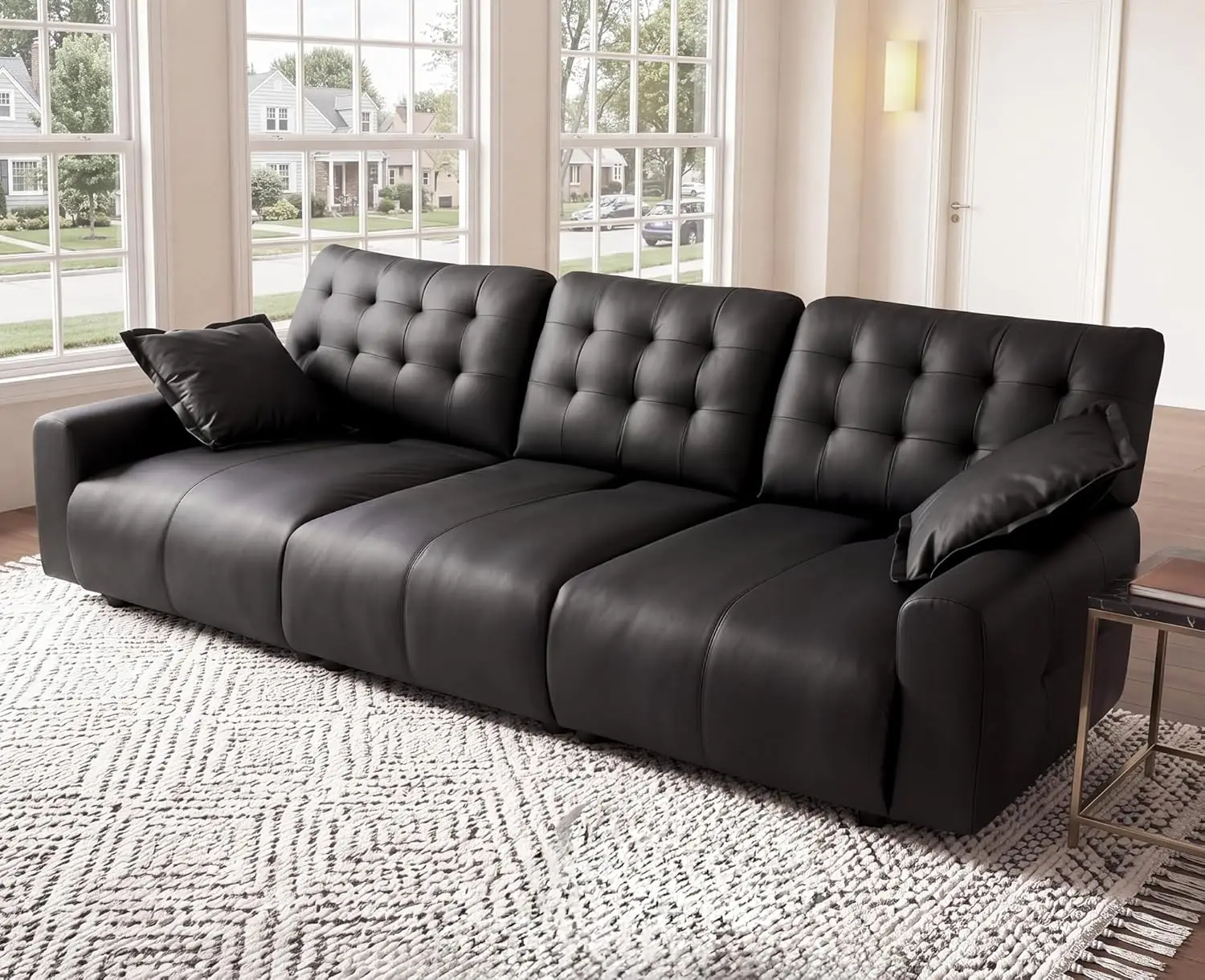

Oversized Sectional Couches for Living Room Extra Large Deep Seat Adjustable 2-Level Depth Back FSC Certified Pu Leather Cloud
