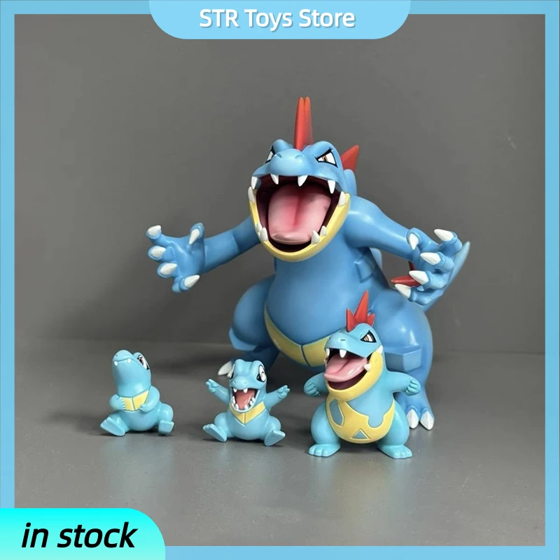 New Pokemon Anime Figure Feraligatr Evolution Perimeter Pvc Model Combination Statue Decoration Ornaments New Year Gifts Toys