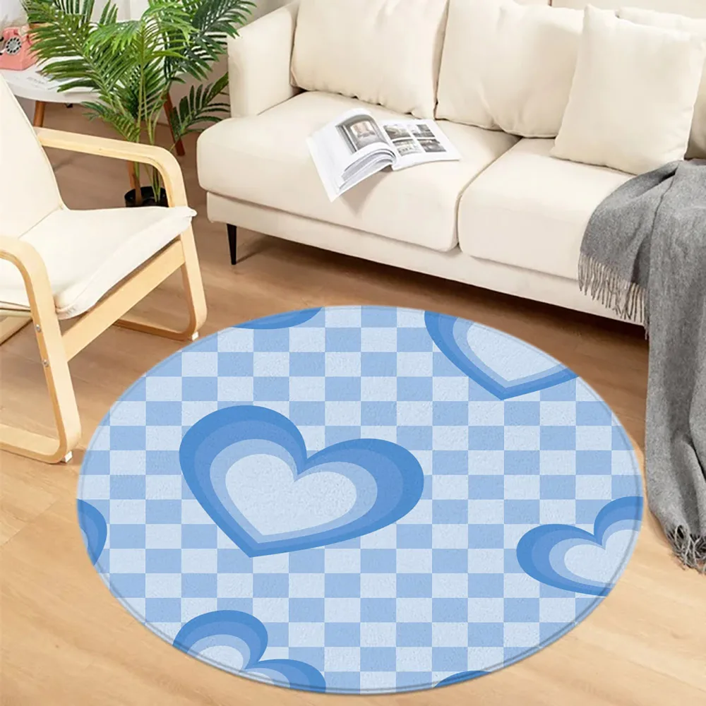 Heart Round Floor Mat Modern Geometric Square Colorful Simple Fashion Rug Carpet Rugs Living Room Bedroom Game Room Decor Mats