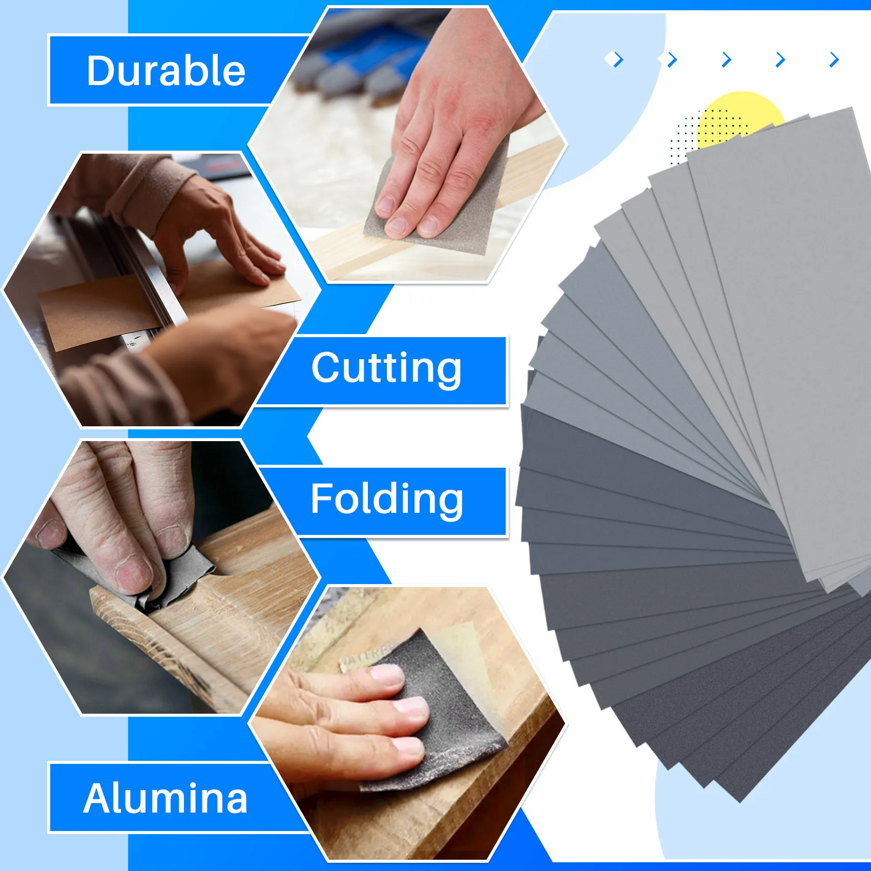 20Pcs Wet Dry Sandpaper, High Grit 1000/2000/3000/5000/7000 Sandpaper Sheets Assortment For Wood Metal Polishing Automot Vogue