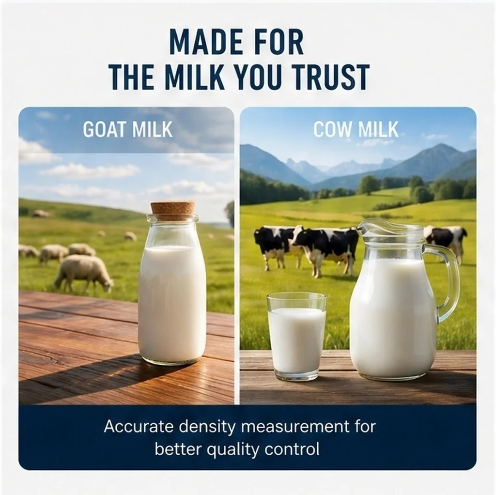 2Pcs Lab Density Meter for Milk Analysis Accurate Hydrometer for Cow Goat Dairy Testing Milk Quality Control Scientific