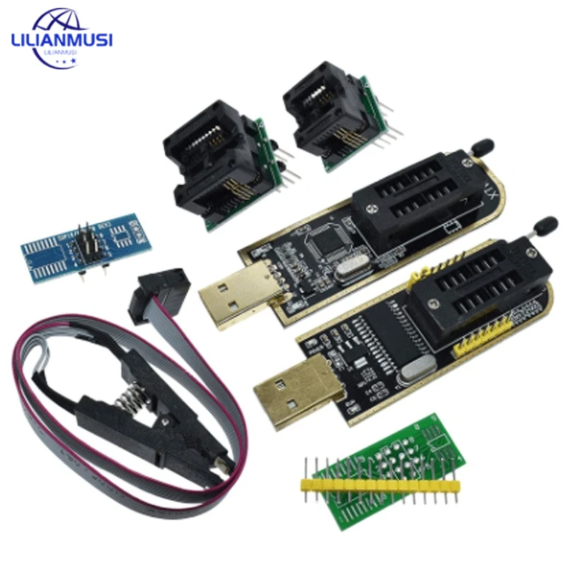 CH341A XTW100 24 25 Series EEPROM Flash BIOS CH341 USB Programmer Module + SOIC8 SOP8 Test Clip For EEPROM 93CXX / 25CXX / 24CXX