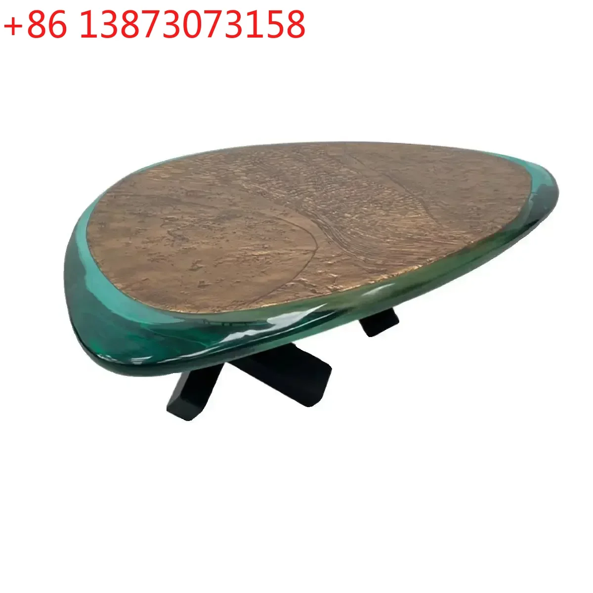 G  Liht luxury desiner epoxy transparent resin imitation copper coffee table livin room villa hotel combination corner table