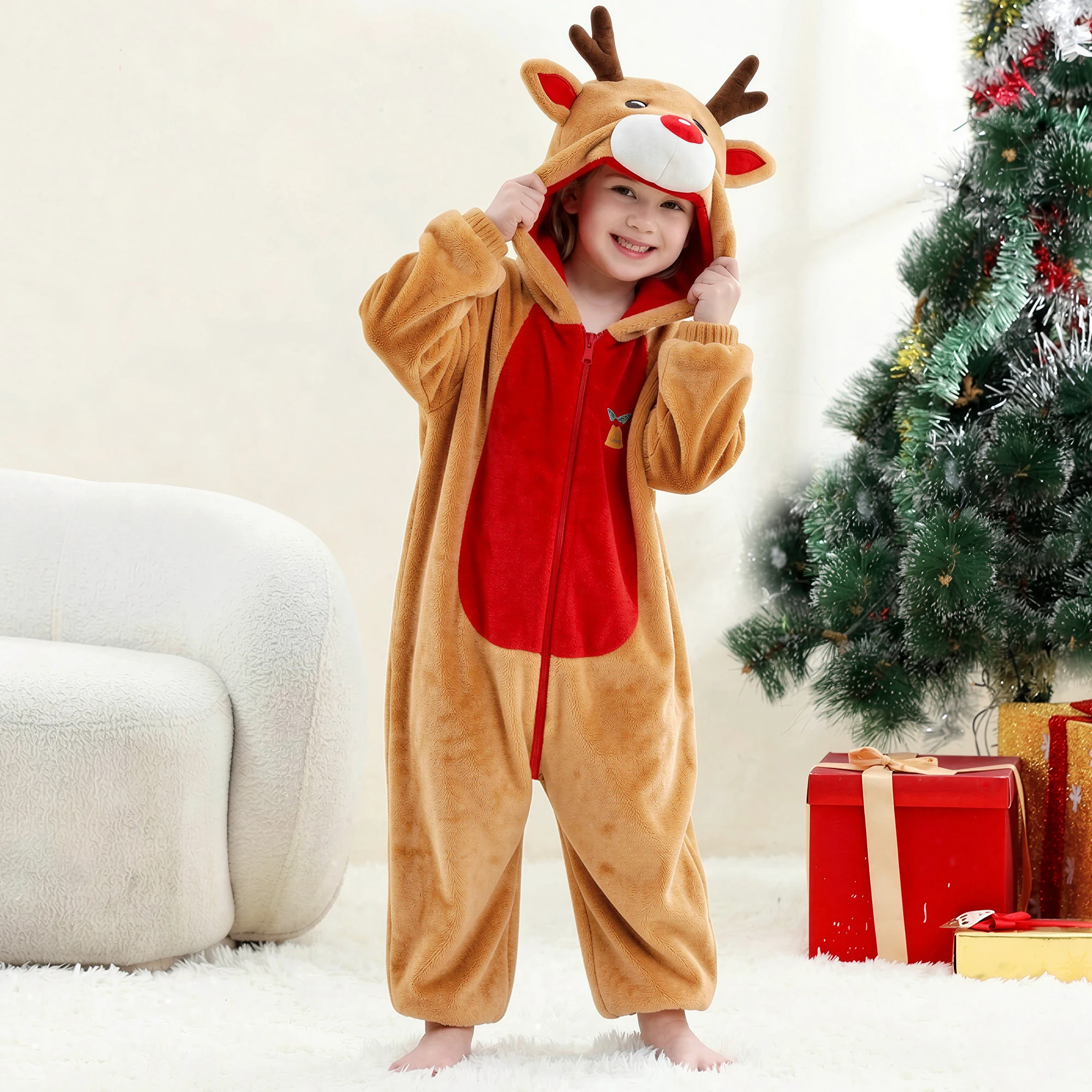 MICHLEY Löwen-Kinder-Schlafsack, Flanell-Decke, Schlafanzug 3-12 Jahre, Kapuzenpyjama, Kostümkleidung, Jumpsuit für Jungen und Mädchen – Detail 11