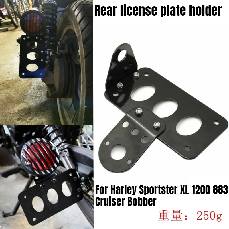 Motorcycle License Plate Holder Black Axle Side Mount Frame Taillight Bracket For Harley Sportster XL 1200 883 Cruiser Bobber