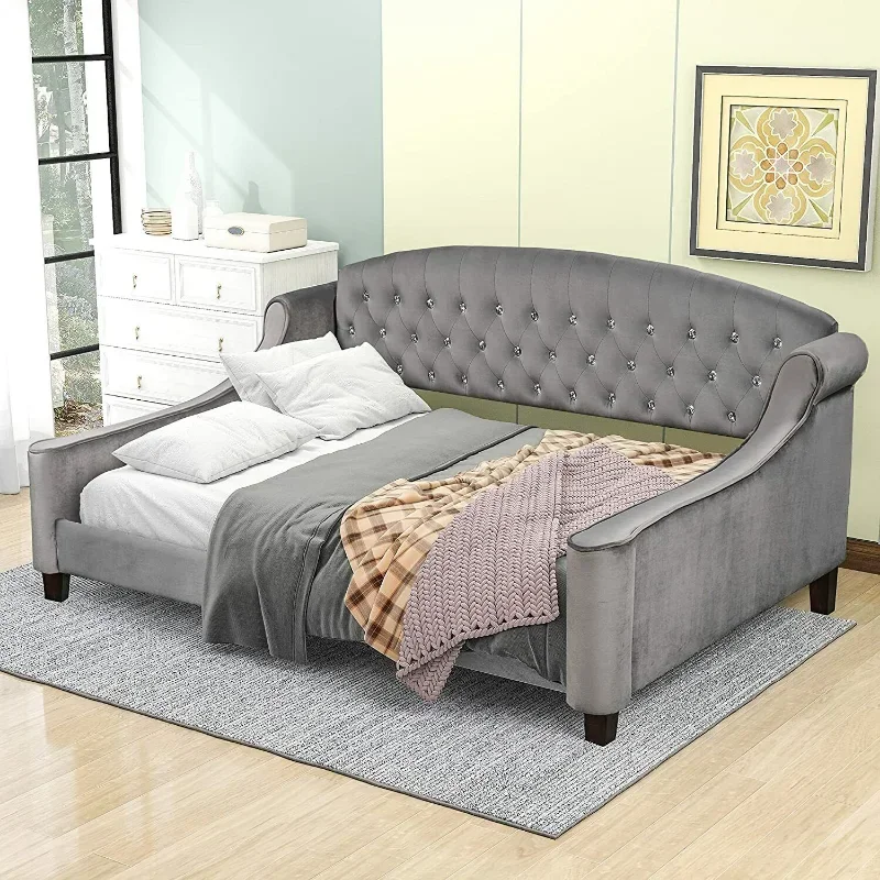 Sofa Bed Bedroom Tufted Button Full/Twin Size Upholstered Daybed Living Room Lazy Wohnzimmer Sofas Interior Decoration