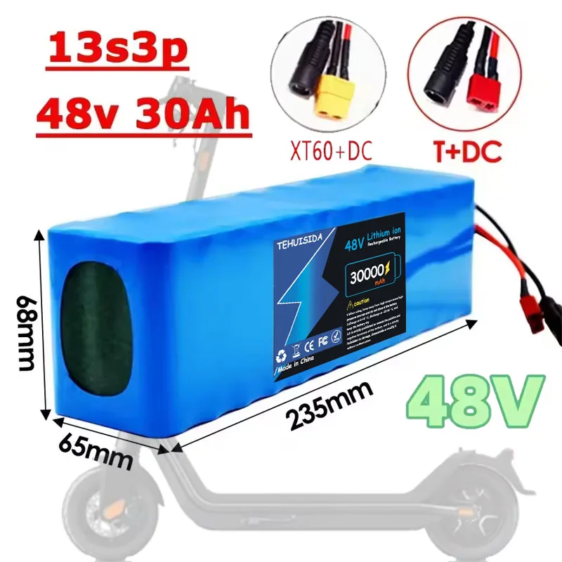 

Batterie Lithium-ion 48V, 30Ah, 250W-1000W, 13S3P DC/T, Adaptée Aux Moteurs 48V, Avec BMS Et Chargeur 54.6V, Nouveauté