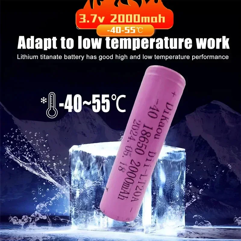 New 3.7V 2000mAh 18650 Battery Rechargeable Lithium-ion Batteries -40°C Low Temperature Resistance for Flashlight Headlight Toys