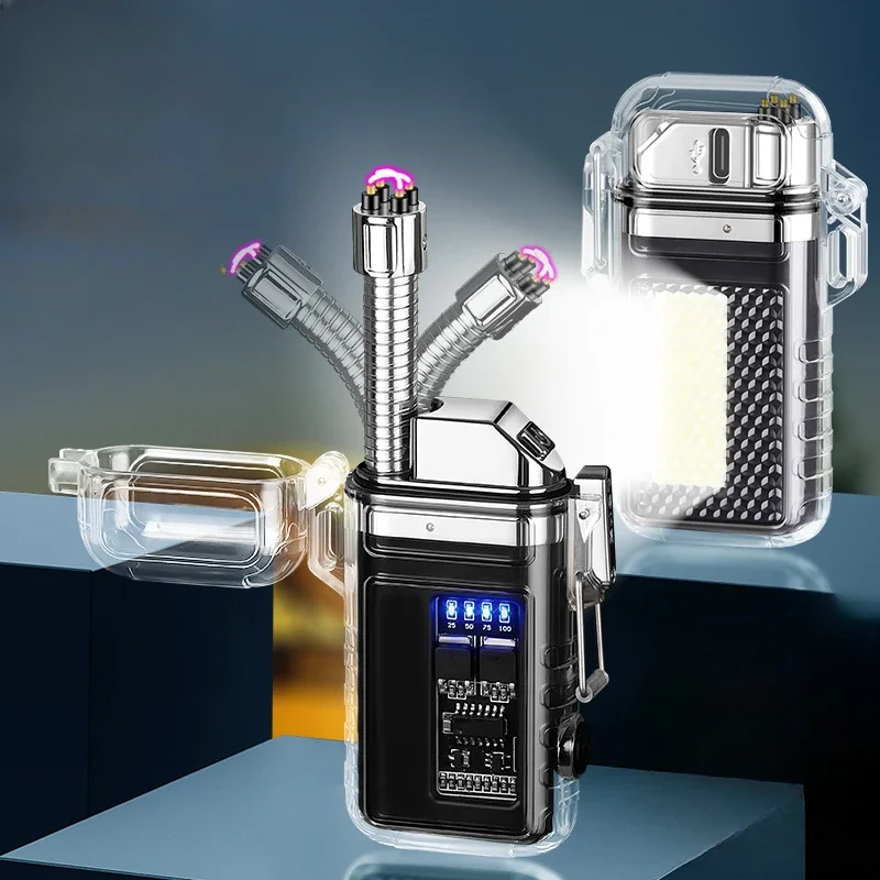 NEW USB Tape-C Waterproof Lighter Arc Plasma Lighter 360 Rotation Ignition Outdoor Camping Windproof Lighter Smoking