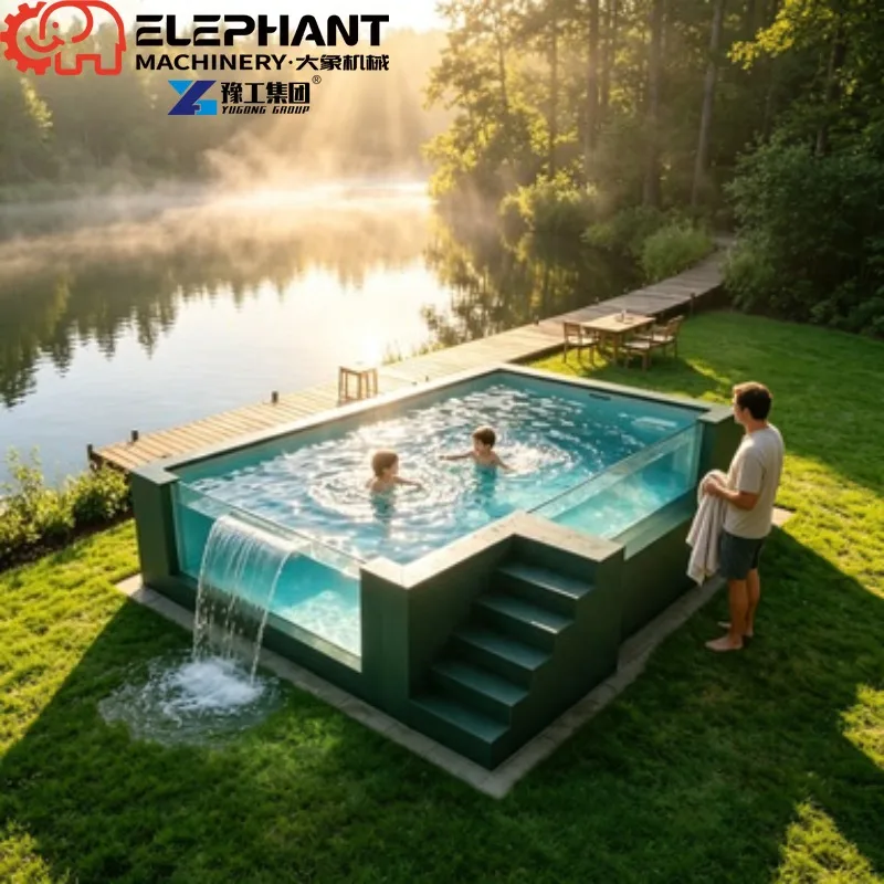 2m 8ft 10ft Fiberglass Plunge Pool, Endless Overflow Inground Hot Water Spa Tub, Outdoor Swimming Pool For Home Resort