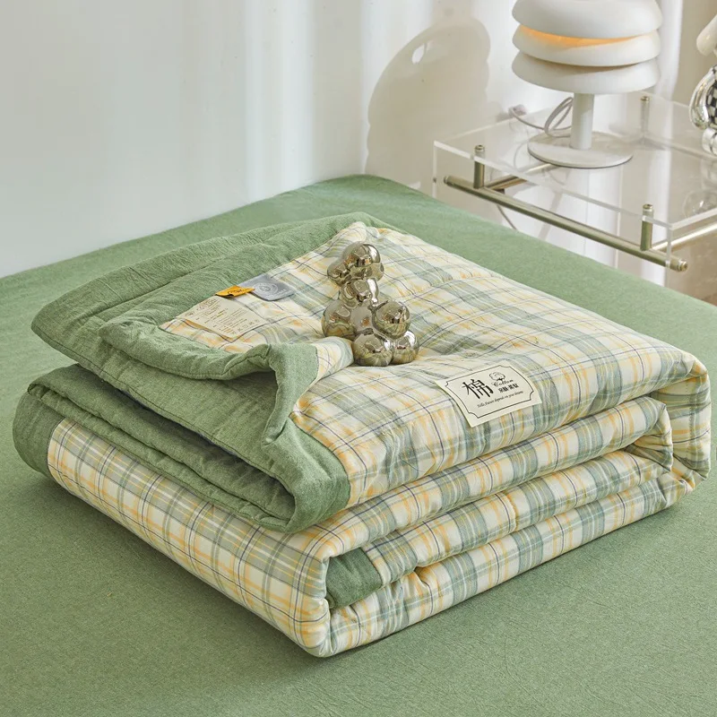 Modern Pure Cotton Summer Quilt Comfortable And Breathable Lunch Break Quilt Double Bed Plaid Cotton Air-Conditioned Quilt