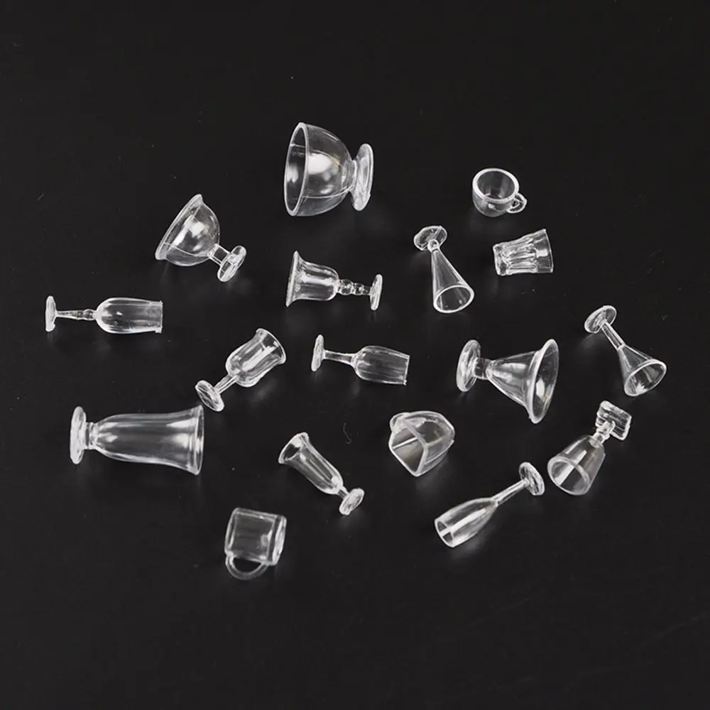 17PCS/Set Acrylic  Kitchen Dollhouse Accessories Ice Cream Bowl Miniatures Goblet Simulation Cookware Mini Cup