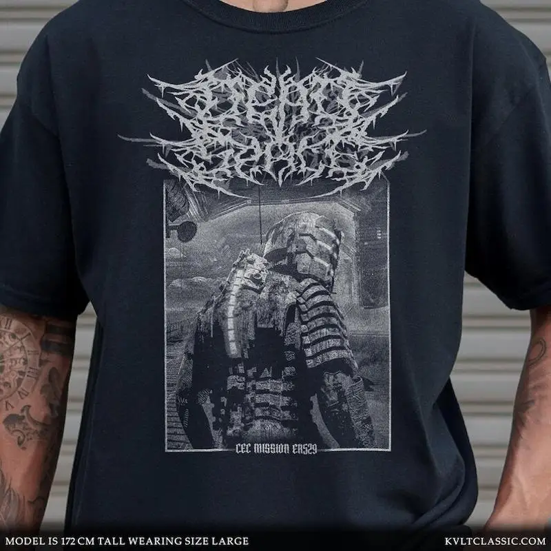 الفضاء الميت تي شيرت الموت المعادن الرعب لعبة فيديو أسود #1