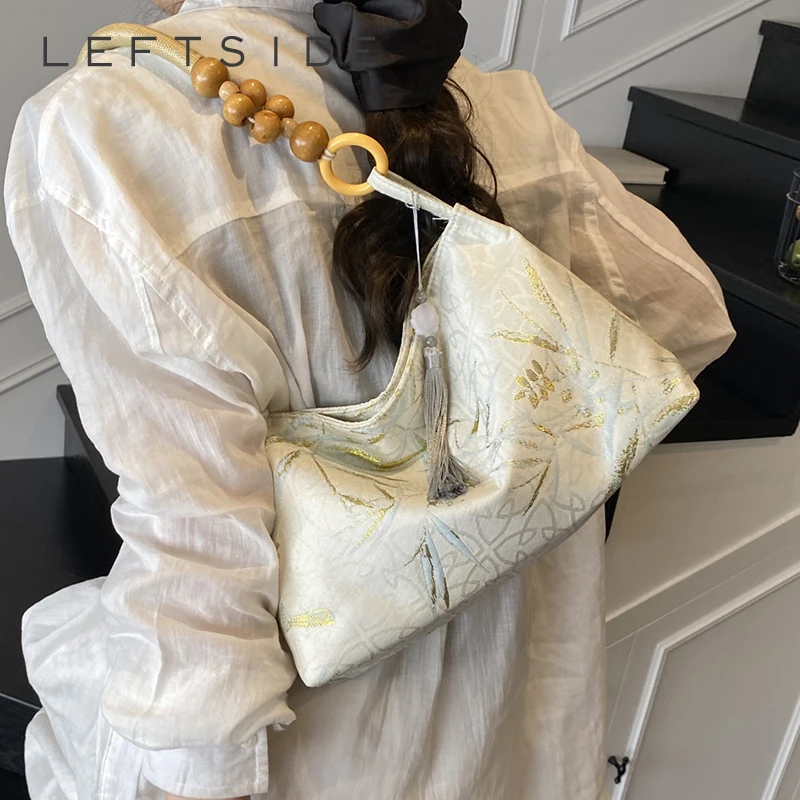 

LEFTSIDE Chinese Style Small Underarm Bags for Women 2025 Fashion Shoulder Bags Females High Quality Handbags with Tassels