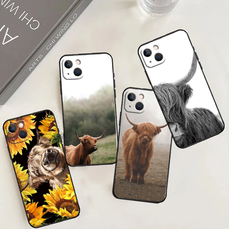 Highland Cows Case For iPhone 15 16 11 12 13 14 Pro Max 7 8 Plus XR X XS Max 12 13 Mini Back Cover