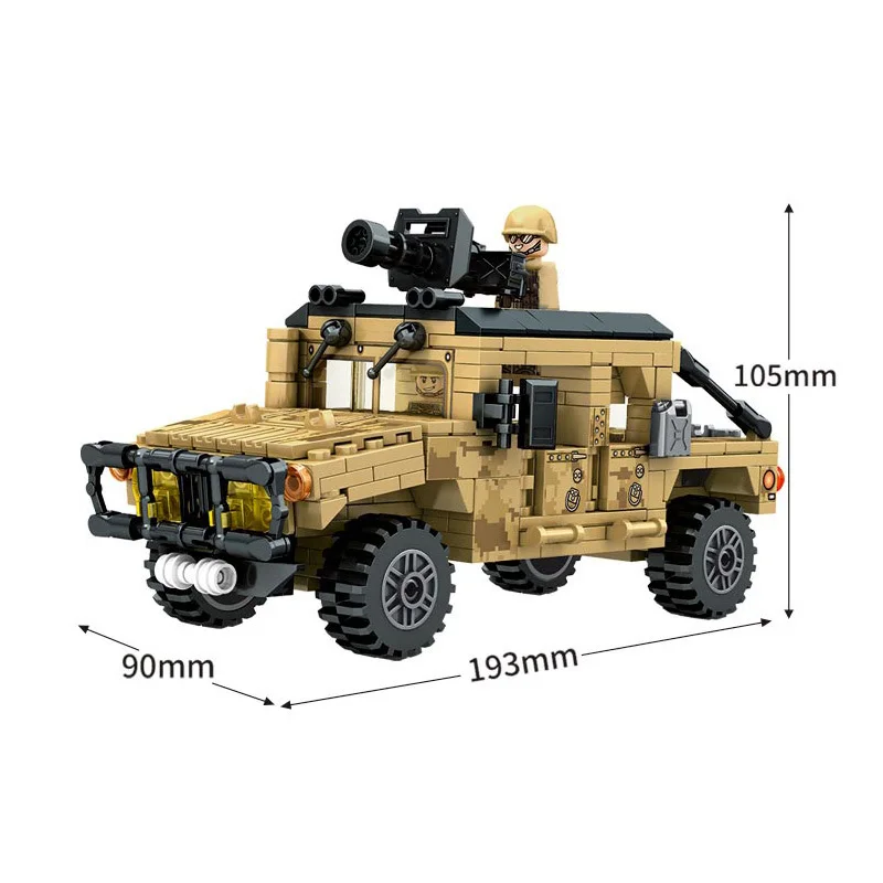 Quân Sự Mới Humvee Jeep M998 Quân Vũ Khí Tấn Công Xe Khối Xây Gạch WW2 Mô Hình Cổ Điển Đỏ Đồ Chơi Bé Trai Tặng