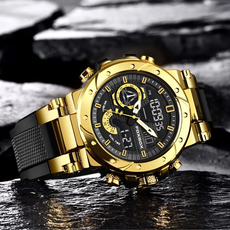 Мужские часы LIGE, модный ремешок, военные спортивные часы с календарем недели, кварцевые часы, светодиодный хронограф с двойным дисплеем, цифровые часы для мужчин